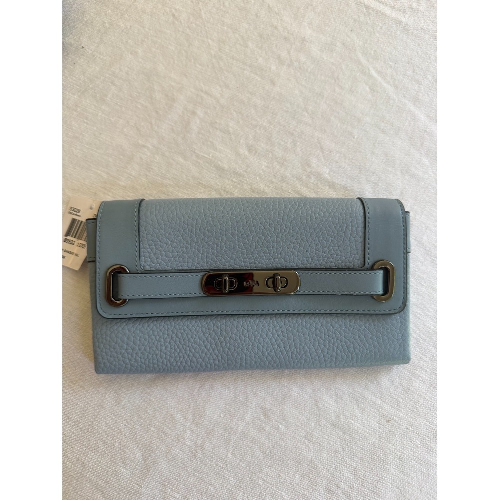 Coach Womens Cornflower Swagger Slim Envelope Wallet Career Travel READ